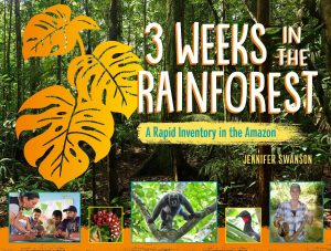 book cover: 3 weeks in a rainforest. A taking inventory in the amazon